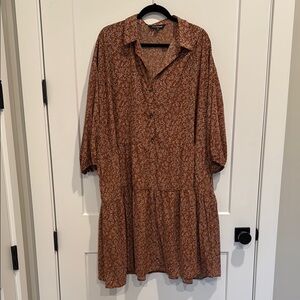 DAVI & DANI Brown Floral Midi Dress